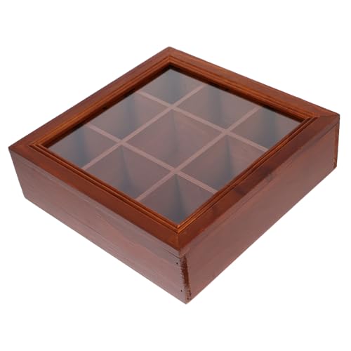LIGIGWASH Organizador de Madera para Bolsitas de Té y Sobres de Azúcar con Compartimentos y Ventana Transparente Caja Multiusos para Almacenamiento Cocina y Oficina Reutilizable