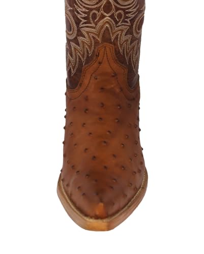 Texas Legacy Mens Cognac Western Leather Cowboy Boots Ostrich Quill Print Pointed4
