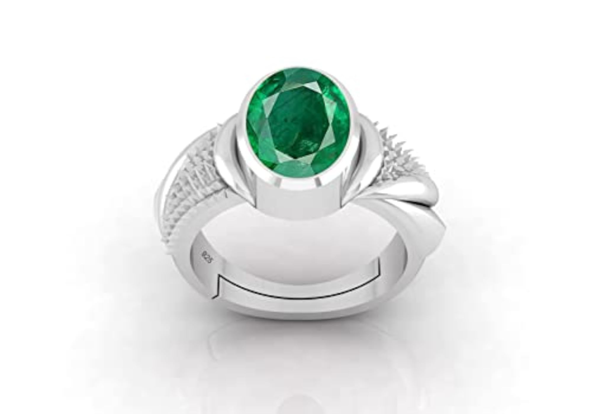 Certified Emerald Green Adjustable Ring, Sterling Silver