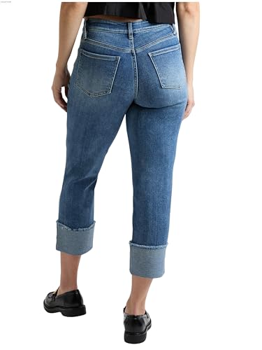 ROYALTY FOR ME Women's Premium Stretch Mega Cuff Jeans, M Medium Blue, 143