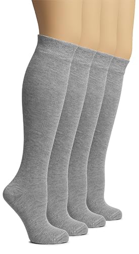 Image of Hugh Ugoli Women's Rayon Derived from Bamboo Knee High Socks Comfort Seam Long Dress Socks, Shoe Size 5-8 /8-11, 4 Pairs
