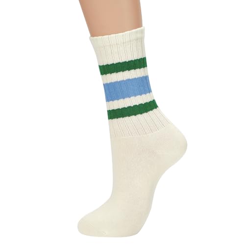 Image of Century Star Retro Striped Novelty Socks For Women Vintage Casual Crew Socks Sporty Calf Socks Cotton Socks Women