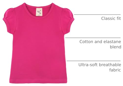 Image of Lilax Girls Short Puff Sleeve Cotton T-Shirt, Toddler & Little Girls Top | 95% Cotton Puff Sleeve Tee; Crewneck, Short Sleeve; Toddler & Girls Sizes 2T-12; for School, Play & Everyday; Machine Wash