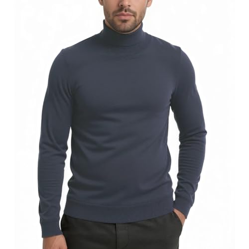 VPG Turtleneck Men's Sweaters, Lightweight Long Sleeve Turtle Neck Shirt for Men, Regular Fit Knit Pullover Sweater