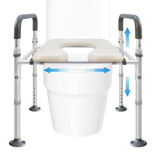 Rialzo WC Regolabile con Maniglie per Anziani
