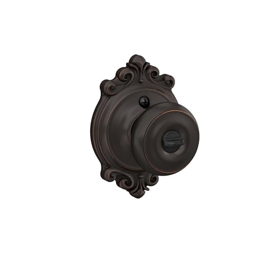 Image of SCHLAGE F51A GEO 716 BRK Georgian Knob with Brookshire Trim Keyed Entry Lock, Aged Bronze