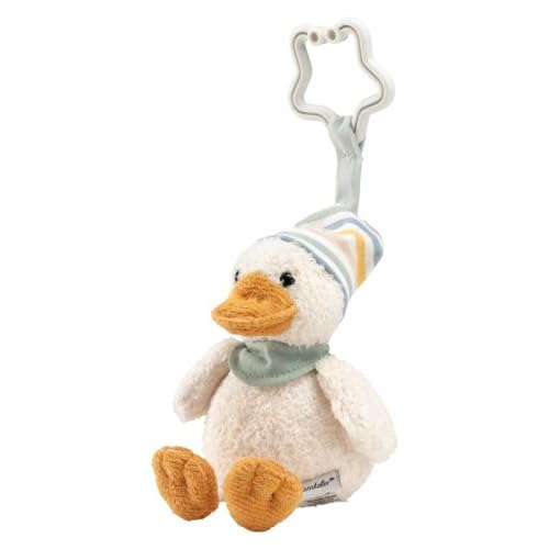 Pendentif jouet canard Edda Lou avec bonnet, doudou avec suspension en étoile pour une fixation facile sur la poussette, le siège bébé ou le parc – Image 5