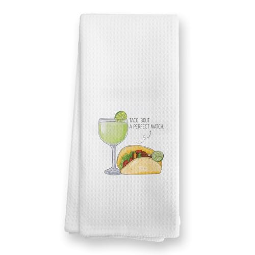 TopXmai Funny Taco and Margarita Kitchen Towels, Engagement Wedding Valentine's Day Gifts Gifts for Couples Hand Towels for Bathroom, Taco Themed Gifts Dish Towels Tea Towels, 16x24 Inch