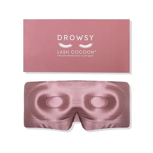DROWSY Eyelash Protecting Silk Sleep Mask for Natural Lashes & Extensions. Deep Eye Cups, Zero Pressure, Total Blackout, Full Wraparound (Damask Rose)