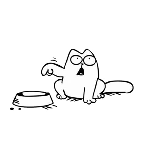 Image of Shakas Fuel Cap Sticker, Hungry Simmons Cat and Empty Bowl Cute Cartoon Decoration, Multi-function Car Window Tailgate Waterproof Self-adhesive Fun Decal, for Most Cars Trucks Laptops (Black #R)