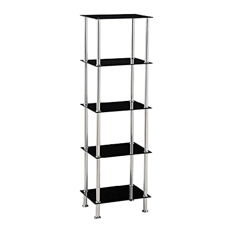 Modernique Glass Shelf Storage Unit with Chrome Stand Cover