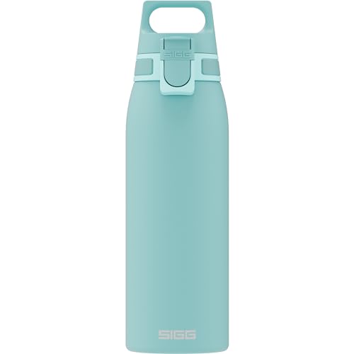 SIGG - Edelstahl Trinkflasche - Shield ONE Glacier - Für Kohlensäurehaltige Getränke Geeignet - Auslaufsicher - Federleicht - BPA-frei - Hellblau - 1L