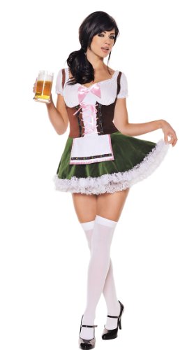 Mystery House Women's Beer Girl Costume, Brown/Green, Small