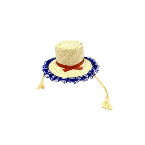 Chapéu Junino Com Tranças Infantil Para Festa Junina Azul E Vermelho