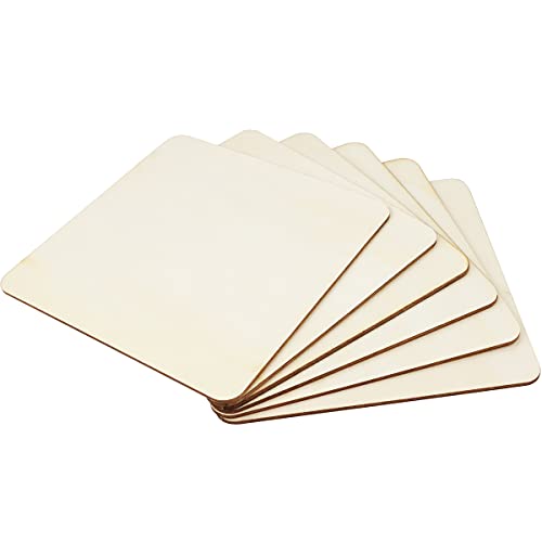Tkonline 25Pcs 6 X 6 Inches Unfinished Basswood Sheets For Crafts, Wood Squares For Diy Craft Projects, Square Plywood Sheets For Wood Burning, Laser Cutting, Painting,School Projects, Decoration #TOP4