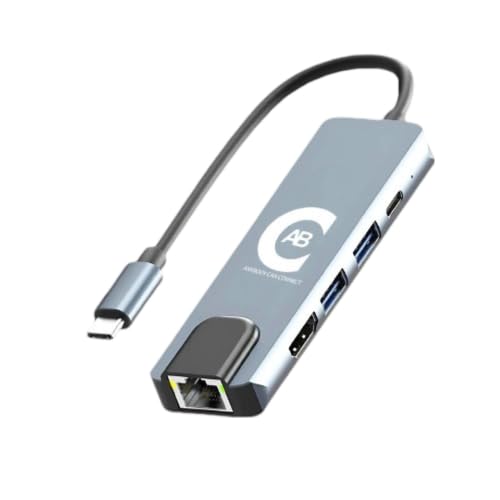 ABC USB Hub LAN HDMI Type C Hub Adapter [4K/30HZ HDMI+All USB 3.0+1Gbps RJ45+100w PD] 1Gbps RJ45 Wired Ethernet Port 100W PD Fast Charging Port USB3.0 5Gbps Data Transmission (5 in 1 LAN Type C)-image-29