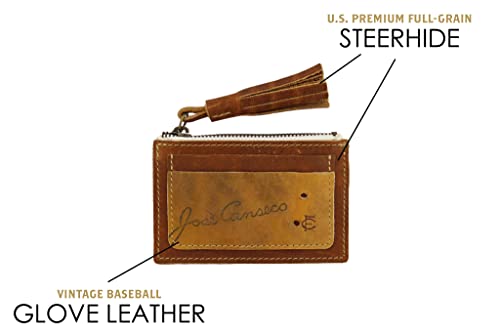 Zip Tassel Wallet - Coin Purse Card Holder, Made with Vintage Baseball Glove Leather - FC Goods4