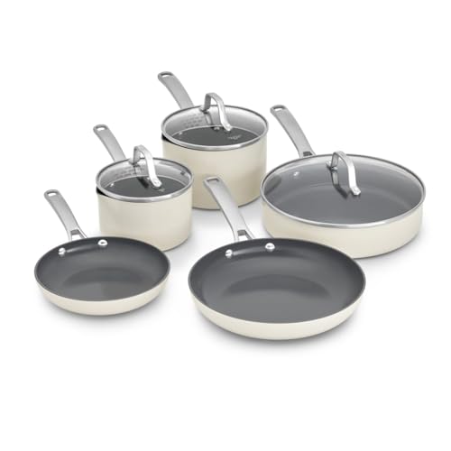 Image of Calphalon Ceramic Nonstick 8 Piece Cookware Set, Easy Cleanup Pots and Pans for Everyday Cooking, PFAS-Free Kitchen Set, Dishwasher Safe, Oven Safe, Flour