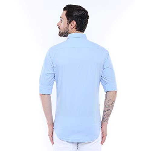 Dennis Lingo Men's Solid Slim Fit Cotton Casual Shirt with Spread Collar & Full Sleeves (Also Available in Plus Size) - Image 4