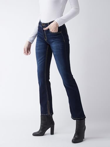 Image of Miss Chase Women's Skinny High Rise Cropped Length Fringe Detailing Stretchable Denim Jeans