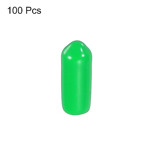 Image of MECCANIXITY 100pcs 3 /16 inch(5mm) Rubber End Caps Cover PVC Vinyl Screw Thread Protector Round Wire Shelf Caps for Screw Bolt Pipe Fence Post, Green