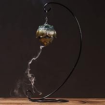 Lotus Furnace Hollow Hanging Ball Incense Burner, Ceramic Backflow Incense Cones and Incense Coil Holder for Home Office Ornament Decoration
