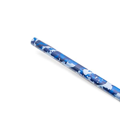 Flip Target Papel de Regalo Camuflaje Militar Grande (70x100cm) para Manualidades, Envoltorios Temáticos y Decoración Original Azul