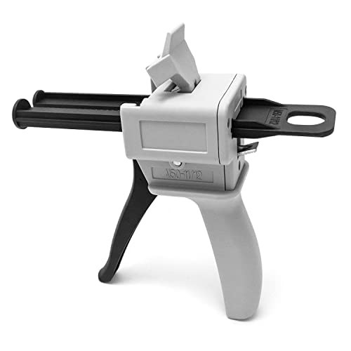 Image of QWORK 50ml Dispensing Gun Kit, Impression Mixing Dispensing Gun, 1: 1 /1: 2 AB Ratio, Static Mixer Mixing Nozzle