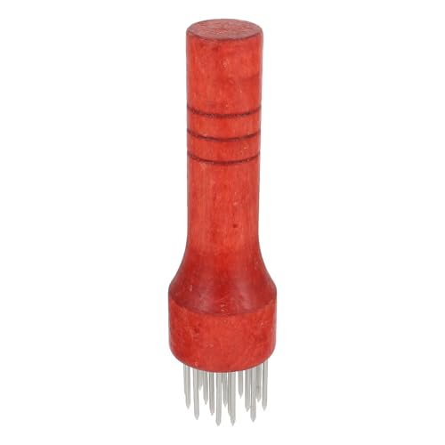 Zerodeko Ablandador de Carne Inoxidable 304 21 Agujas Perforadoras, Mango Ergonómico de Madera Rojo, Herramienta Práctica para Machacar Carne de Cerdo y Filetes en Cocina Doméstica