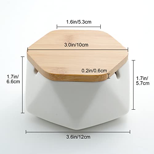 Aschenbecher für Draußen mit Deckel, Obesky Handgemacht Kreativ Keramik Windaschenbecher für Balkon, Terrasse, Zuhause, Cafés, Bars, Büro Dekoration (Weiß)