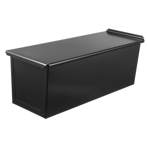 Zerodeko Black Rectangular Bread Baking Tins with Lid and Sliding Cover, Nonstick Stainless Steel Loaf Pan 750g Capacity, Effortless to Clean and Demould