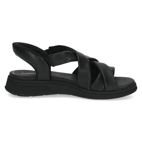 Caprice Sandalia Plana para Mujer, 9-28209-46, Negro, SOFTNAP, 40 EU