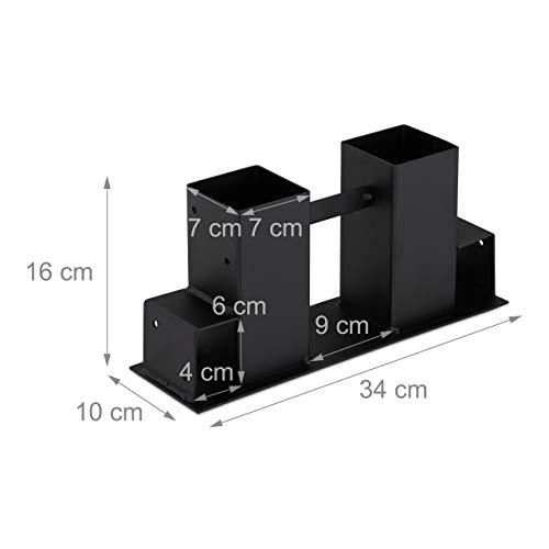 Relaxdays Holzstapelhilfe 2er Set, DIY Holzunterstand für Kanthölzer, Holzaufbewahrung, beschichteter Stahl, schwarz, 16 x 34 x 10 cm