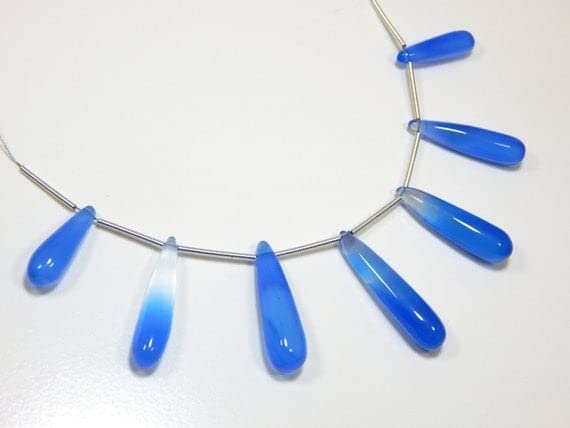 Calcédoine Bleue perles en goutte lisse pour remplacer vos pierres ternes en bijouterie