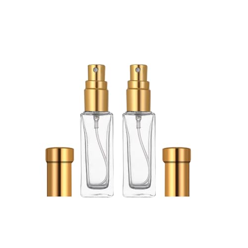 8PCS 10ml Perfume Spray Bottle, Mini Portable Travel Glass Square Spray Bottle, Small Fine Mist Sprayer, Refillable Atomizer, Sample Spray Bottle (Gold, 10ml)2