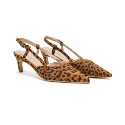 Image of C.Paravano Kitten Heels for Women Pointed Toe Slingback heeled Sandal Pumps