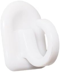 Merriway BH01929 (6 Pcs) Self Adhesive Hooks, Rectangular with Rounded Top, White Plastic 32mm (1.1/4 inch) - Pack of 6 Pieces