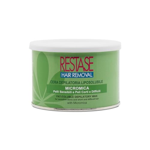 RESTASE | Cera Depilatoria Liposolubile, Micromica, Pelli Sensibili e Peli Corti e Difficili, 400 ml, Made in Italy