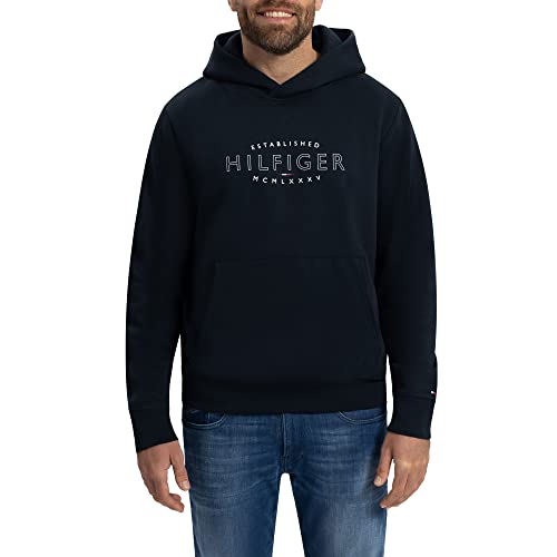 Tommy Hilfiger Herren Hoodie Curve Logo mit Kapuze, Blau (Desert Sky), L