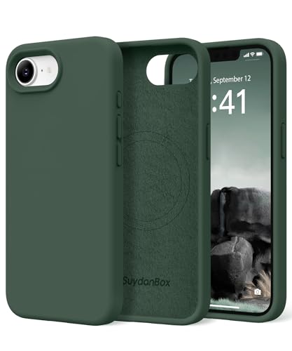 Image of Magnetic for iPhone 17e /iPhone 16e Case, Compatible with MagSafe, [Soft Anti-Scratch Microfiber Lining] Slim Silicone Shockproof Protective Phone Case for iPhone 17e /16e 6.1 inch, Alpine Green