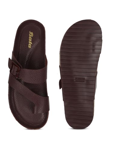 Image of Bata 8755 NEW BIO MILLED E: Men's Maroon Casual Slip-On Thong Slippers for Stylish Comfort