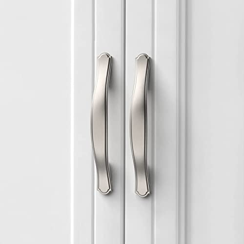 Image of Asidrama 6 Pack 3 Inch(76mm) Brushed Nickel Cabinet Pulls Heavy-Duty Solid Kitchen Cabinet Handles Satin Nickel Drawer Hardware for Bathrooms Cupboard