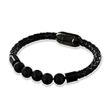 Believe London Onyx Gemstone Bracelet Healing Bracelet Chakra Bracelet Anxiety Crystal Natural Stone Men Women Stress Relief Reiki Yoga Diffuser Semi Precious (Onyx Magnetic Clasp 7")