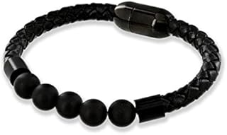 Believe London Onyx Gemstone Bracelet Healing Bracelet Chakra Bracelet Anxiety Crystal Natural Stone Men Women Stress Relief Reiki Yoga Diffuser Semi Precious (Onyx Magnetic Clasp 7