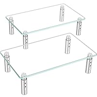 Hemudu Monitorständer, 3 verstellbare Höhen, Computerständer, Schreibtisch-Organizer für PC, Laptop, transparent, 2 Stück