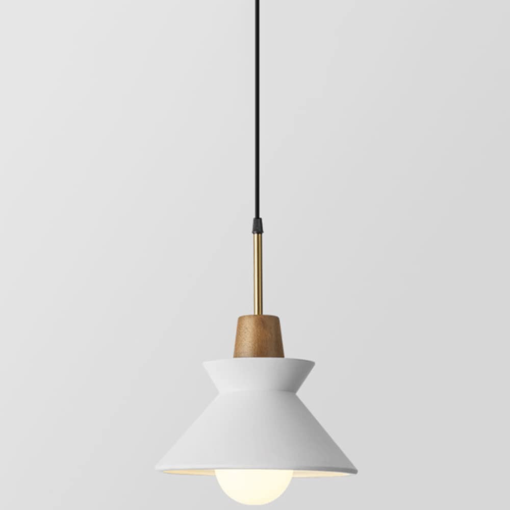 Lustre suspension blanche E27 en ciment style japonais et métal pour cuisine moderne