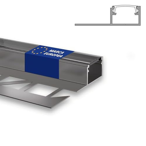 INNOVATE Profilé en aluminium pour bande LED Carrelage Diffuseur Lumières LED chambre cuisine couloir I Profilé en aluminium carrelage placoplâtre plâtre Gouttière d'éclairage