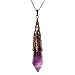 Bivei Retro Antique Brass 12 Facted Prism Chakra Necklace Gemstone Quartz Point Crystal Stone Healing Pendant(Amethyst)