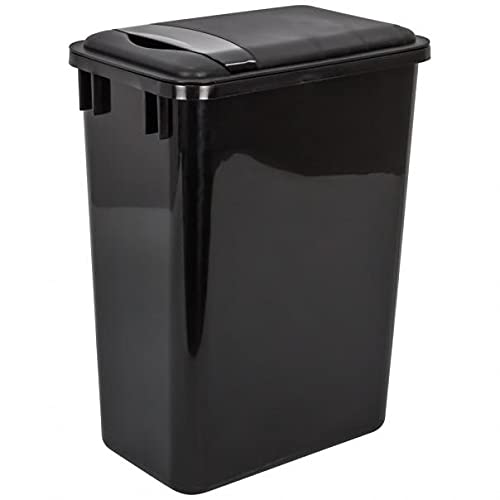 Hardware Resources Trash Waste Container Can with Matching Bin Lid Set (35 Quart, Black)