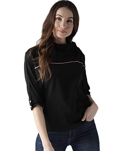 Image of Style Quotient Women Black Solid Boxy Top